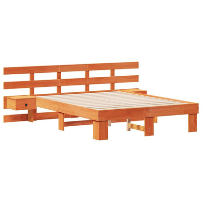 Bed Frame with Headboard Brown 120 x 200 cm Solid Pine Wood