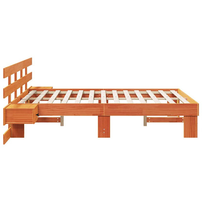 Bed Frame with Headboard Brown 120 x 200 cm Solid Pine Wood