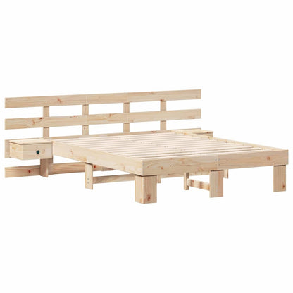 Bed Frame with Headboard Brown 140 x 190 cm Solid Pine Wood