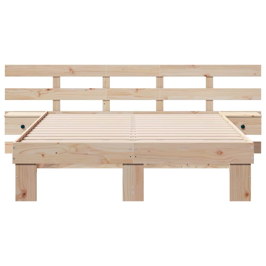 Bed Frame with Headboard Brown 140 x 190 cm Solid Pine Wood