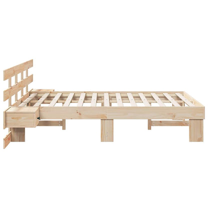 Bed Frame with Headboard Brown 140 x 190 cm Solid Pine Wood