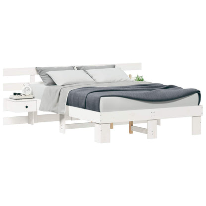 Bed Frame with Headboard White 140 x 190 cm Solid Pine Wood