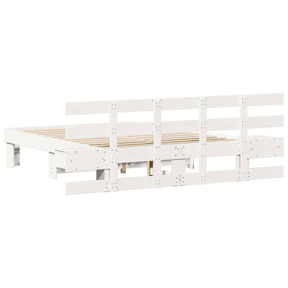 Bed Frame with Headboard White 140 x 190 cm Solid Pine Wood
