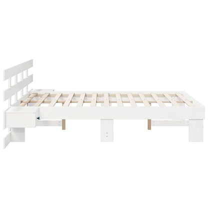 Bed Frame with Headboard White 140 x 190 cm Solid Pine Wood