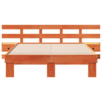 Bed Frame with Headboard Brown 135 x 190 cm Solid Pine Wood