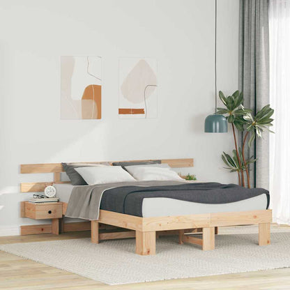 Bed Frame with Headboard Brown 120 x 190 cm Solid Pine Wood