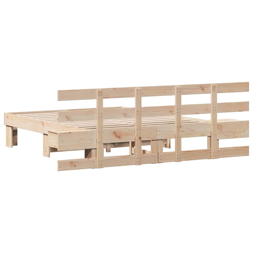 Bed Frame with Headboard Brown 120 x 190 cm Solid Pine Wood