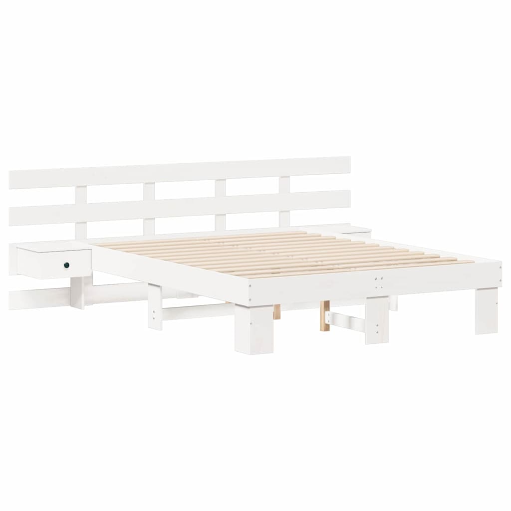 Bed Frame with Headboard White 120 x 190 cm Solid Pine Wood