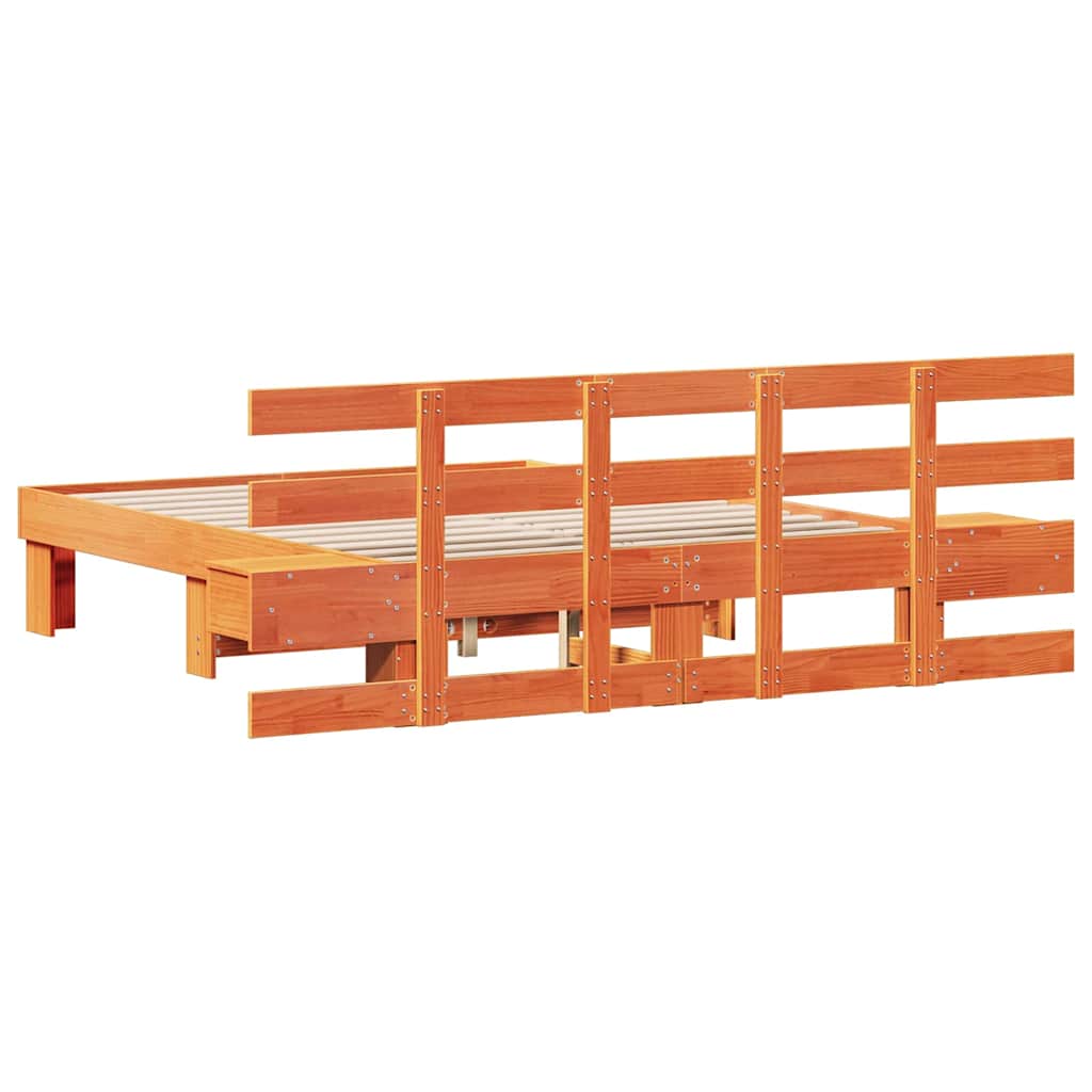 Bed Frame with Headboard Brown 120 x 190 cm Solid Pine Wood