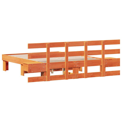 Bed Frame with Headboard Brown 120 x 190 cm Solid Pine Wood