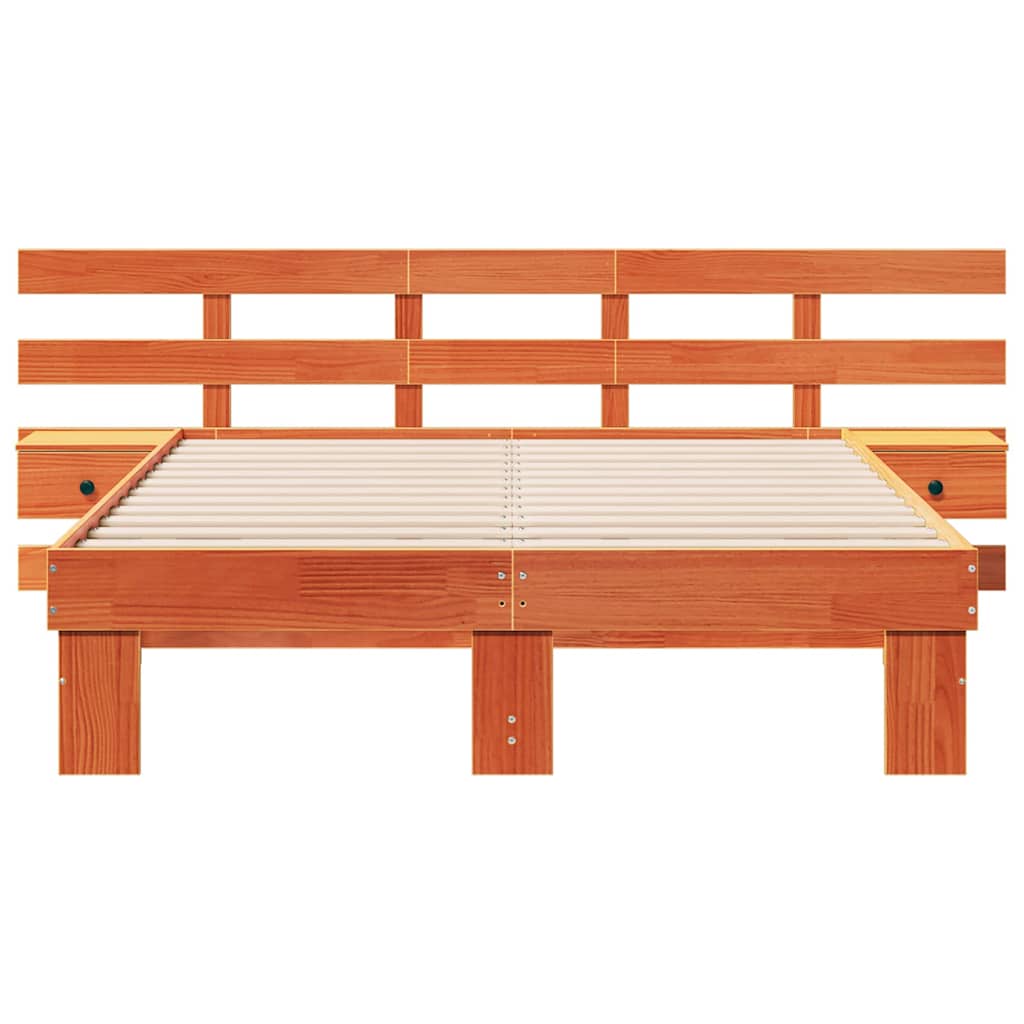 Bed Frame with Headboard Brown 120 x 190 cm Solid Pine Wood