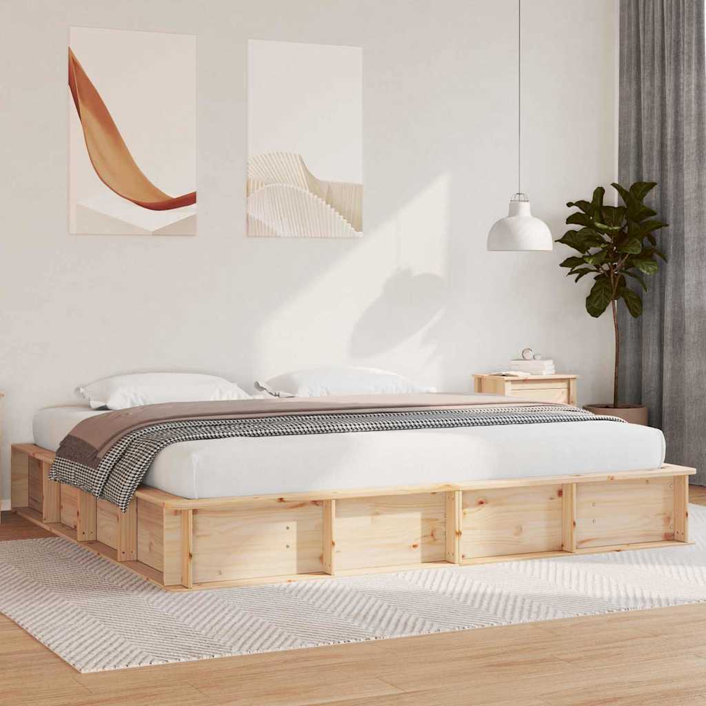 Bed Frame Brown 200 x 200 cm Solid Pine Wood