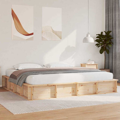 Bed Frame Brown 200 x 200 cm Solid Pine Wood