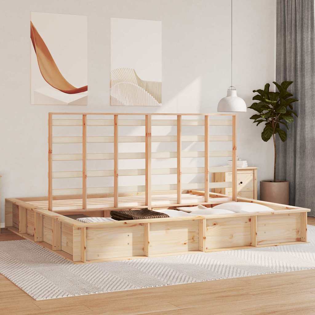 Bed Frame Brown 200 x 200 cm Solid Pine Wood
