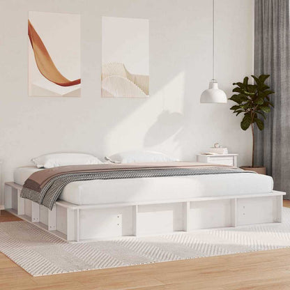 Bed Frame White 200 x 200 cm Solid Pine Wood