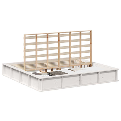 Bed Frame White 200 x 200 cm Solid Pine Wood