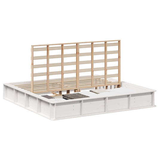 Bed Frame White 200 x 200 cm Solid Pine Wood