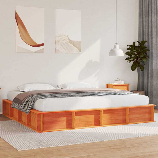 Bed Frame Wax Brown 180 x 200 cm Solid Pine Wood