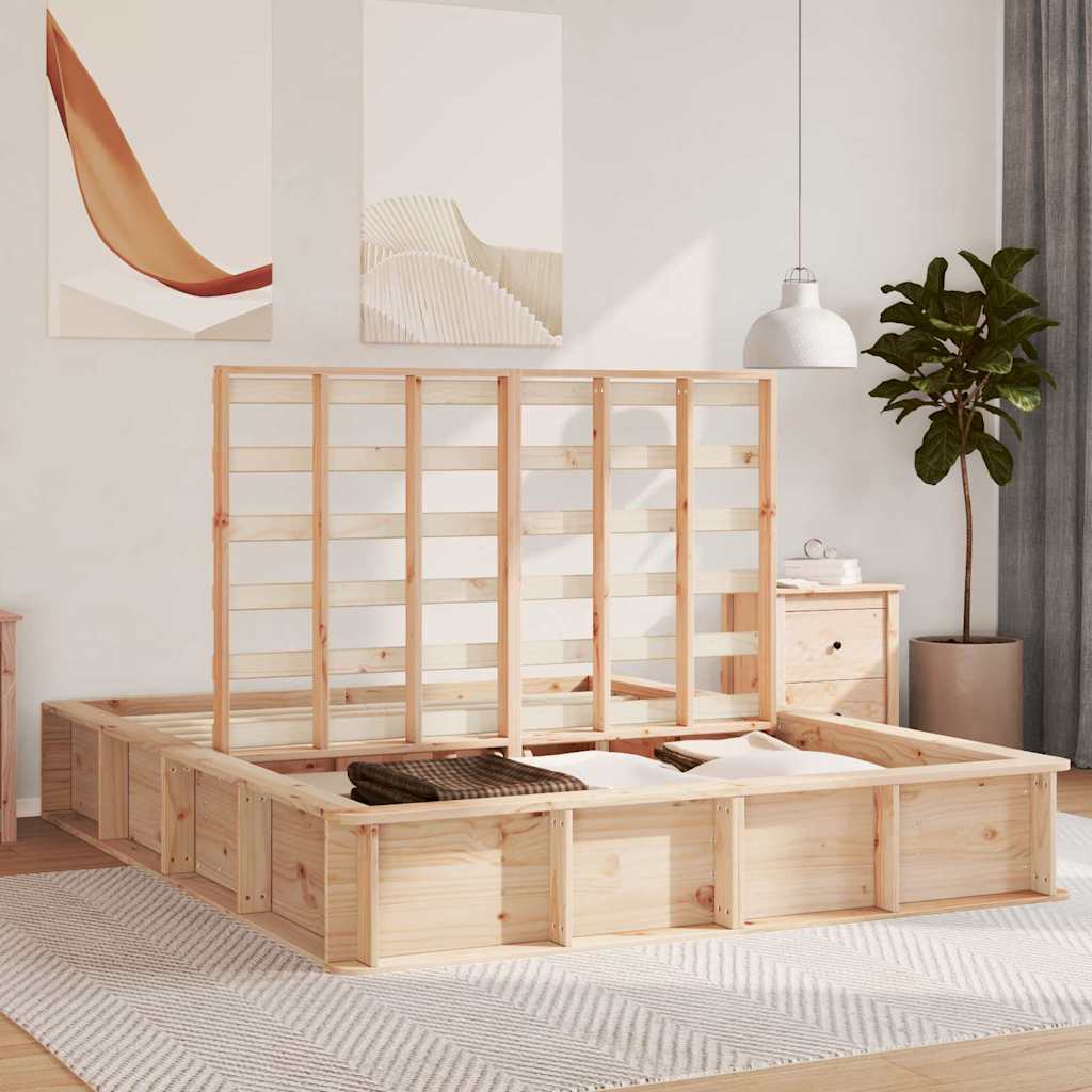 Bed Frame Brown 160 x 200 cm Solid Pine Wood