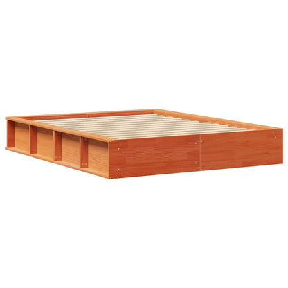 Bed Frame Wax Brown 160 x 200 cm Solid Pine Wood