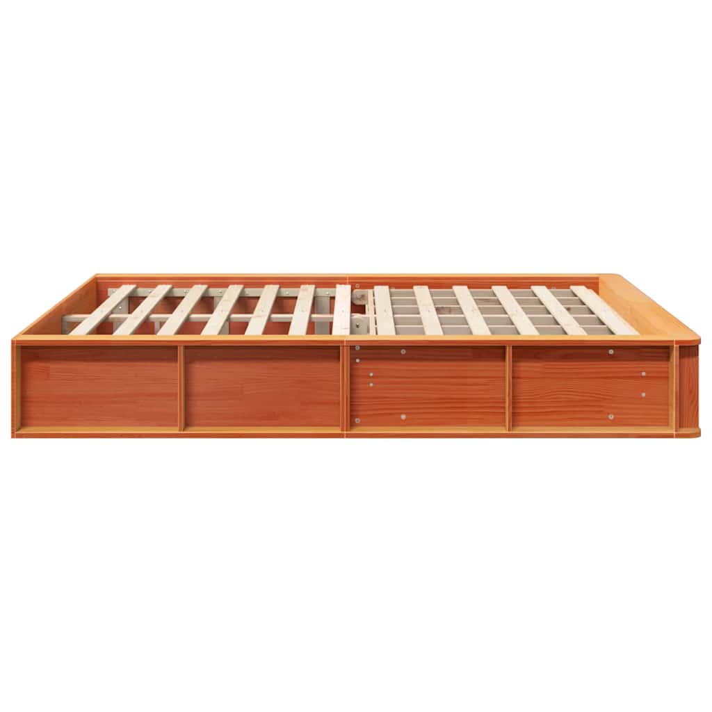 Bed Frame Wax Brown 160 x 200 cm Solid Pine Wood