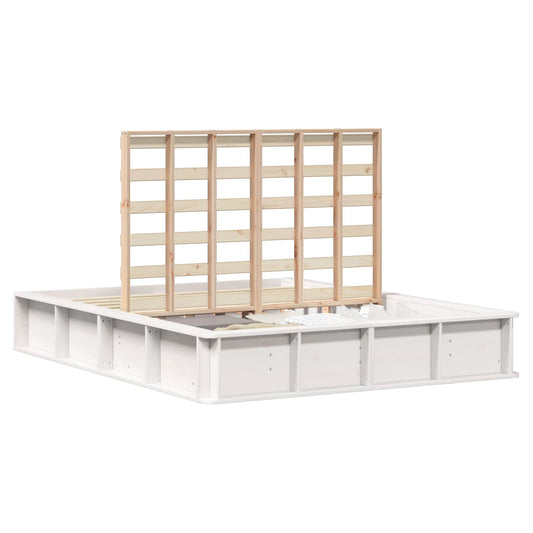Bed Frame White 150 x 200 cm Solid Pine Wood