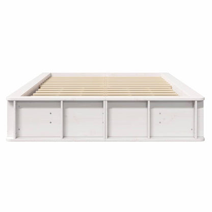 Bed Frame White 140 x 200 cm Solid Pine Wood