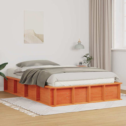 Bed Frame Wax Brown 140 x 200 cm Solid Pine Wood
