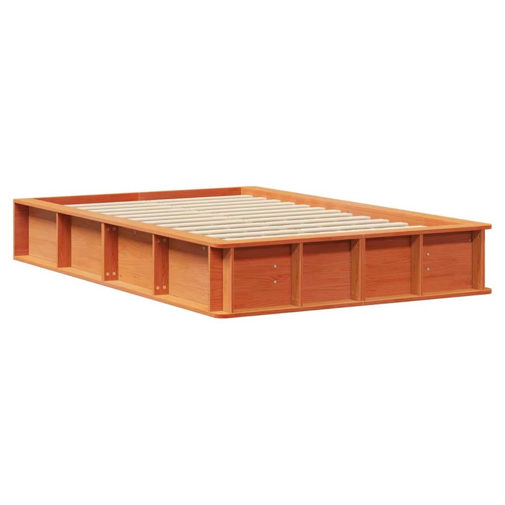 Bed Frame Wax Brown 140 x 200 cm Solid Pine Wood
