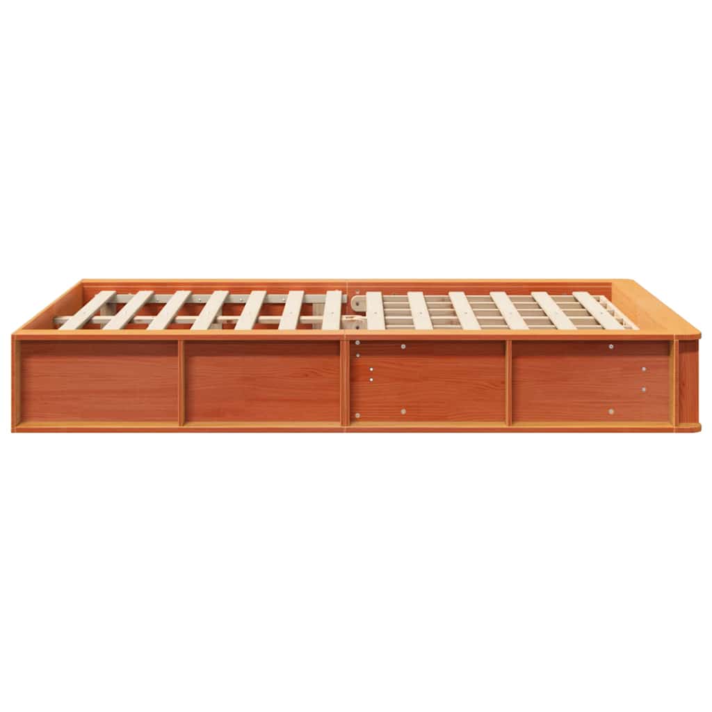 Bed Frame Wax Brown 140 x 200 cm Solid Pine Wood