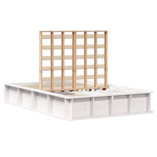 Bed Frame White 120 x 200 cm Solid Pine Wood