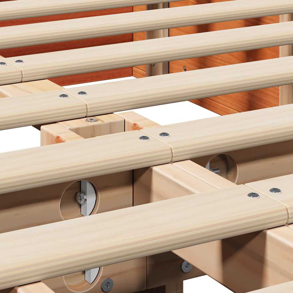 Bed Frame Wax Brown 120 x 200 cm Solid Pine Wood