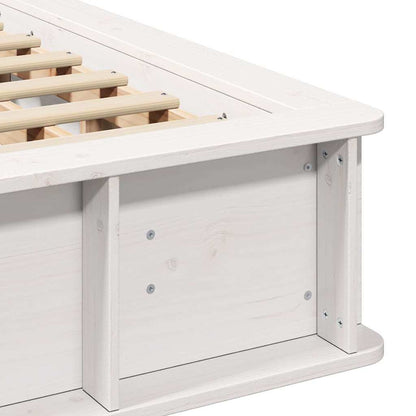 Bed Frame White 140 x 190 cm Solid Pine Wood