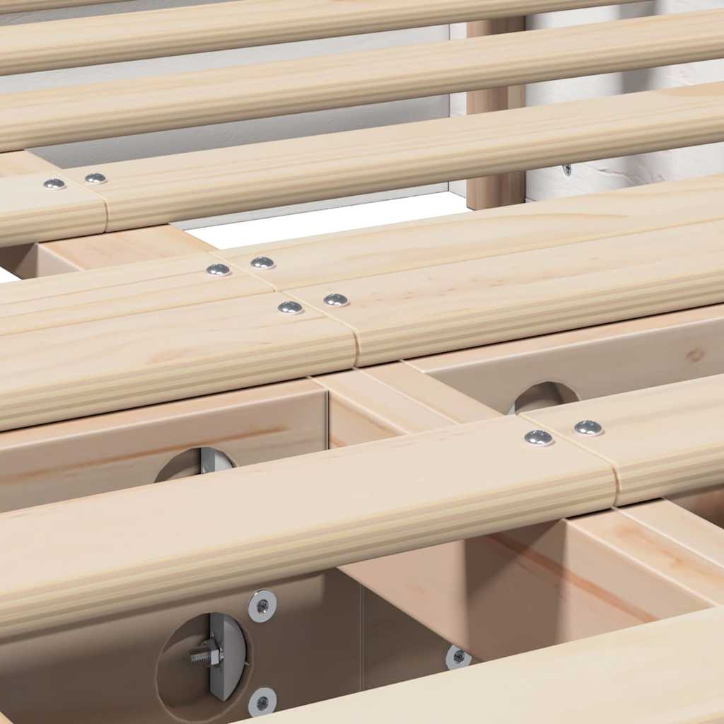 Bed Frame White 140 x 190 cm Solid Pine Wood