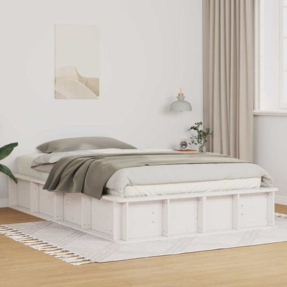 Bed Frame White 140 x 190 cm Solid Pine Wood