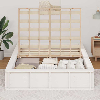 Bed Frame White 140 x 190 cm Solid Pine Wood
