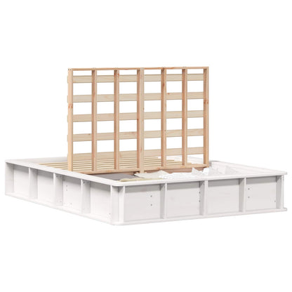 Bed Frame White 140 x 190 cm Solid Pine Wood