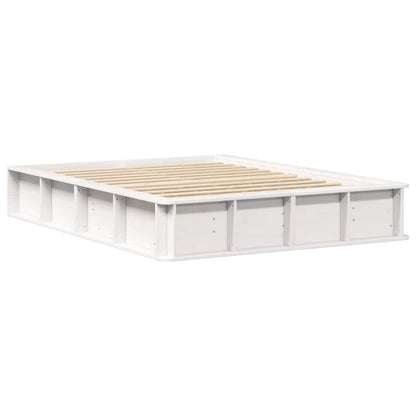 Bed Frame White 140 x 190 cm Solid Pine Wood