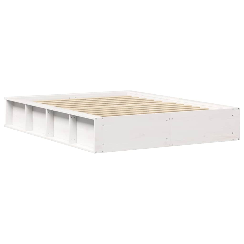 Bed Frame White 140 x 190 cm Solid Pine Wood