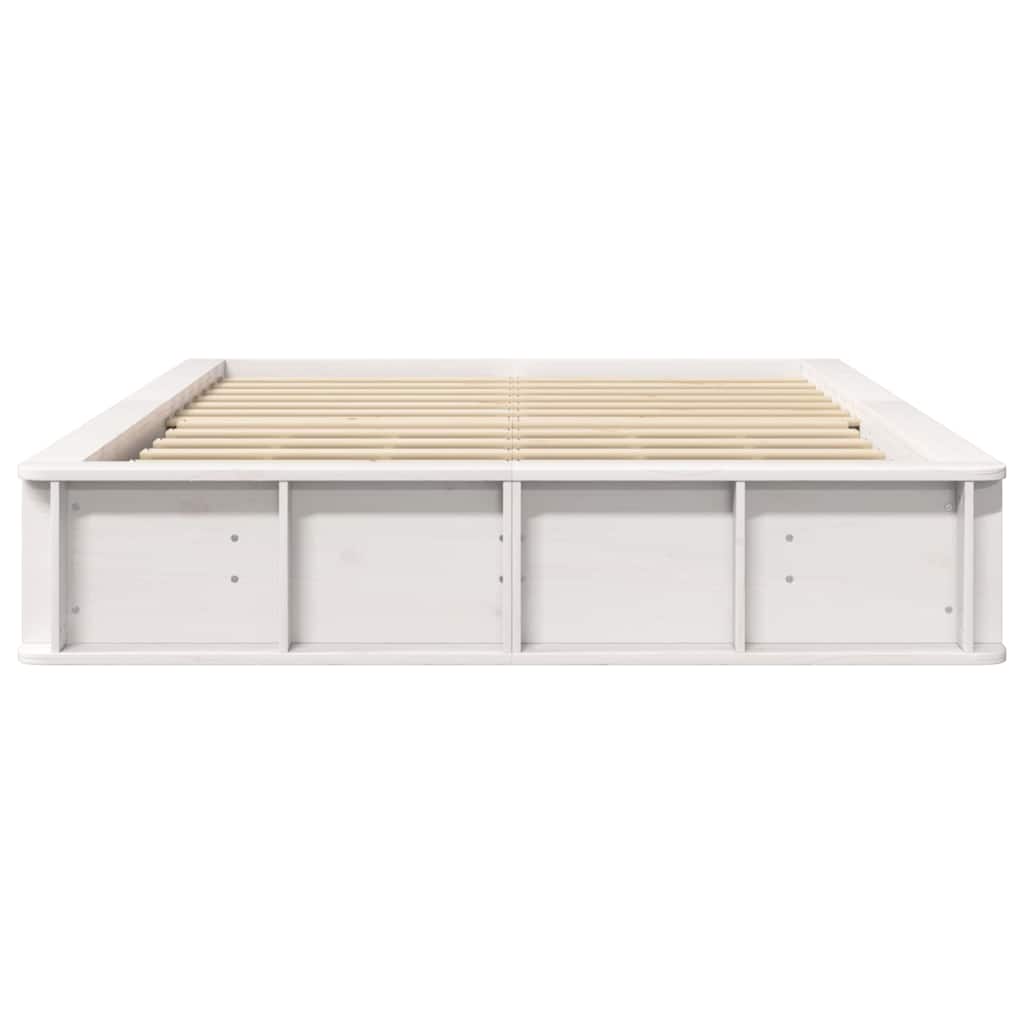 Bed Frame White 140 x 190 cm Solid Pine Wood
