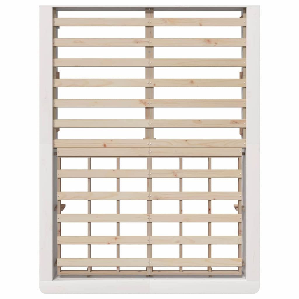 Bed Frame White 140 x 190 cm Solid Pine Wood
