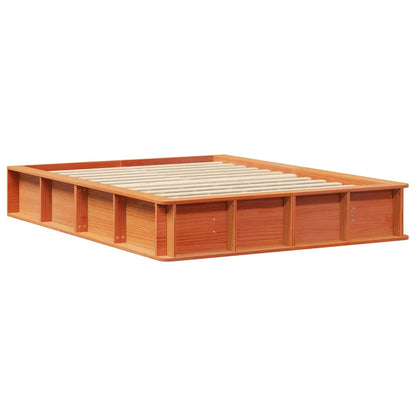 Bed Frame Wax Brown 140 x 190 cm Solid Pine Wood
