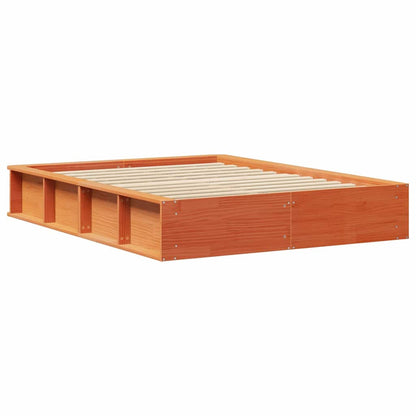 Bed Frame Wax Brown 140 x 190 cm Solid Pine Wood
