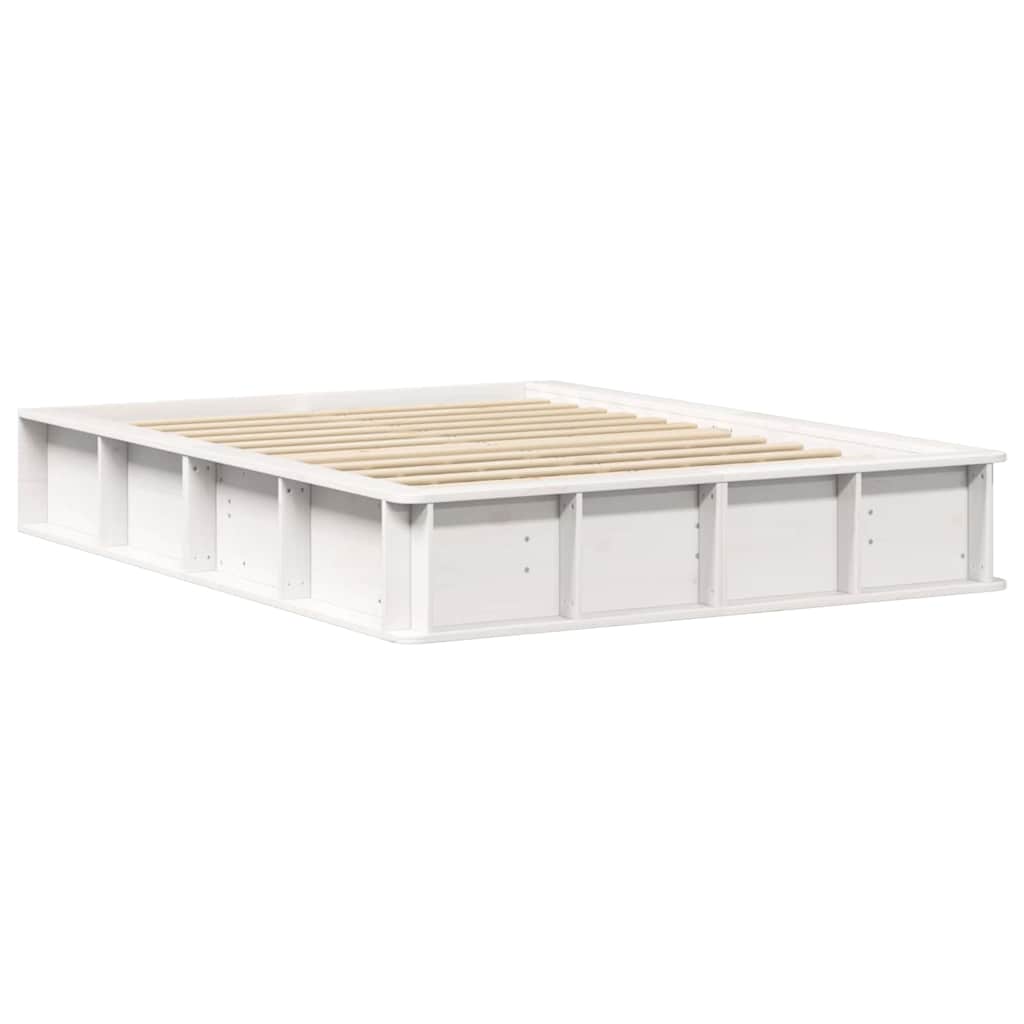 Bed Frame White 135 x 190 cm Solid Pine Wood