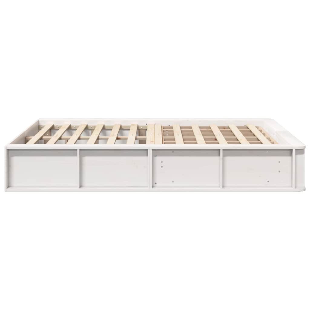 Bed Frame White 120 x 190 cm Solid Pine Wood