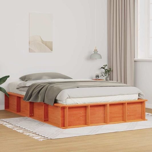 Bed Frame Wax Brown 120 x 190 cm Solid Pine Wood