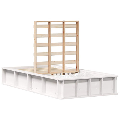 Bed Frame White 90 x 200 cm Solid Pine Wood