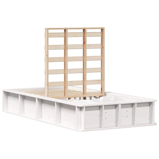 Bed Frame White 90 x 200 cm Solid Pine Wood