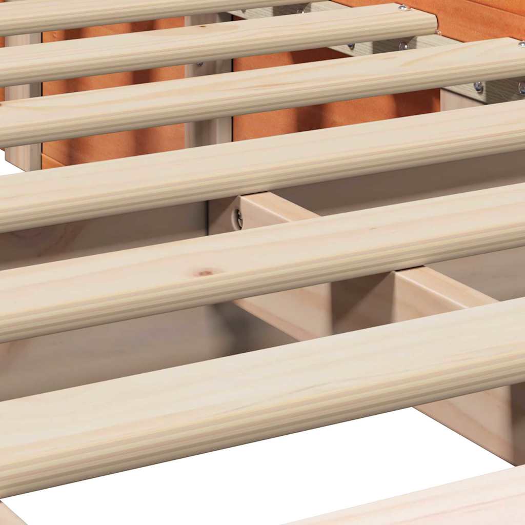 Bed Frame Wax Brown 90 x 200 cm Solid Pine Wood