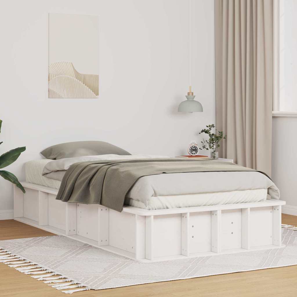 Bed Frame White 80 x 200 cm Solid Pine Wood